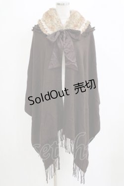 画像1: axes femme / ファーティペ付き大判ストール Free ブラウン H-26-02-04-077-AX-TO-NS-ZH