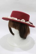 axes femme / カメオリボン付きカンカン帽  ワイン H-26-02-04-082-AX-AC-NS-ZH