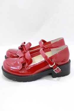 画像2: axes femme / リボン付ローファーパンプス M/23.5cm レッド H-26-02-04-085-AX-SH-NS-ZH