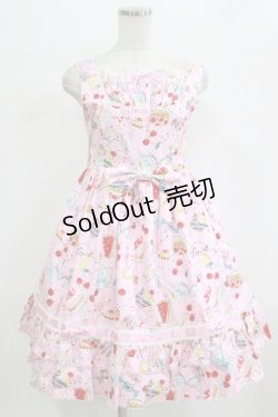 画像1: metamorphose / sweets collectionハイウエストジャンパースカート Free ピンク H-26-02-04-002-ME-OP-NS-ZH