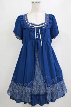 画像1: axes femme / はしごレースワンピース M ブルー H-26-02-04-023-AX-OP-NS-ZH