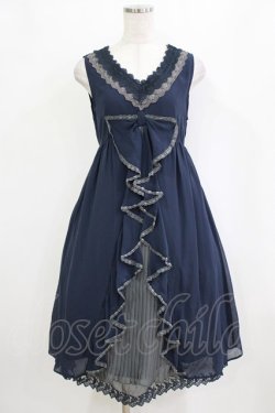 画像1: axes femme / シフォンリボンワンピース M ネイビー H-26-02-04-024-AX-OP-NS-ZH