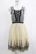 axes femme / 裾刺繍チュールワンピース M ブラック/アイボリー H-26-02-05-1025-AX-OP-NS-ZH