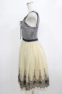 画像2: axes femme / 裾刺繍チュールワンピース M ブラック/アイボリー H-26-02-05-1025-AX-OP-NS-ZH