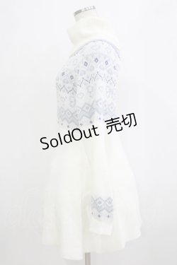 画像2: evelyn / フェアアイルニットワンピース Free オフ/サックス H-26-02-05-1030-LO-OP-NS-ZH