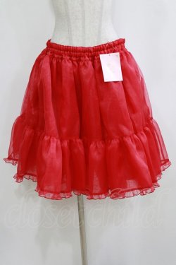 画像1: metamorphose / 【プラスサイズ】オーガンジーカラーパニエ プラスサイズ レッド H-26-02-05-1043-ME-SK-NS-ZH