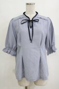 axes femme POETIQUE / マオカラーリボンブラウス M サックス H-26-02-05-1045-AX-BL-NS-ZH