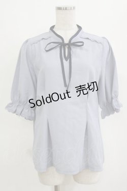 画像1: axes femme POETIQUE / マオカラーリボンブラウス M サックス H-26-02-05-1045-AX-BL-NS-ZH