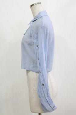 画像2: axes femme POETIQUE / チャイナボタンシアーシャツ M サックス H-26-02-05-1046-AX-BL-NS-ZH