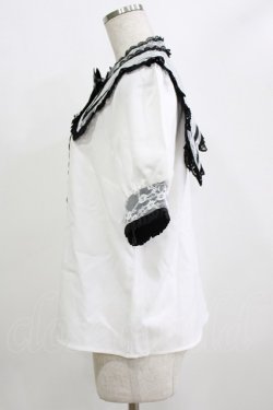 画像2: DearMyLove / 十字架リボンセーラーレース襟ブラウス LL オフ/ブラック H-26-02-05-1052-EL-TO-NS-ZH