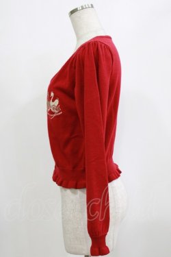 画像2: metamorphose / スワン刺繍入りフリルカーディガン Free えんじ系 H-26-02-05-1062-ME-TO-NS-ZH