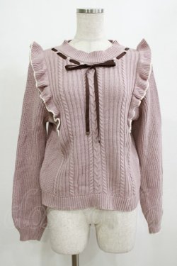 画像1: axes femme / バイカラーフリルニットプルオーバー M ピンク H-26-02-05-1063-AX-TO-NS-ZH