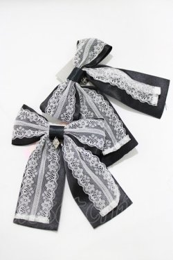 画像1: metamorphose / Lacyリボンクリップ  ブラック H-26-02-05-1072-ME-AC-NS-ZH