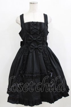 画像1: metamorphose / フロントあきフリルジャンパースカート サイズ1 ブラック H-26-02-05-1007-ME-OP-NS-ZH