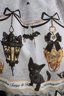 画像4: metamorphose / 【プラスサイズ】まいごの子猫と魔法のランタン フロントあきダブルレースアップジャンパースカート プラスサイズ グレー H-26-02-05-1009-ME-OP-NS-ZH