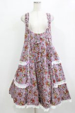 画像1: metamorphose / 【プラスサイズ】Strawberry Basket フロントボタンリボンジャンパースカート プラスサイズ ラベンダー H-26-02-05-1015-ME-OP-NS-ZH (1)