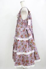 画像2: metamorphose / 【プラスサイズ】Strawberry Basket フロントボタンリボンジャンパースカート プラスサイズ ラベンダー H-26-02-05-1015-ME-OP-NS-ZH (2)