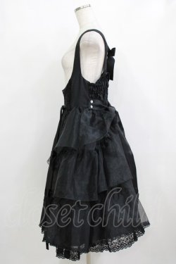 画像2: metamorphose / 【プラスサイズ】Mellifluous フロントあきフリルジャンパースカート プラスサイズ ブラック H-26-02-05-1016-ME-OP-NS-ZH