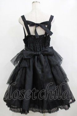 画像3: metamorphose / 【プラスサイズ】Mellifluous フロントあきフリルジャンパースカート プラスサイズ ブラック H-26-02-05-1016-ME-OP-NS-ZH