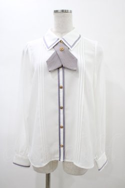 画像1: Amavel / Message Stripeクロスタイシャツブラウス Free オフ H-26-02-06-040-CA-BL-NS-ZH