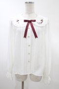 Amavel / カトラリー刺繍襟ブラウス Free オフ H-26-02-06-041-CA-BL-NS-ZH