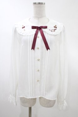 画像1: Amavel / カトラリー刺繍襟ブラウス Free オフ H-26-02-06-041-CA-BL-NS-ZH