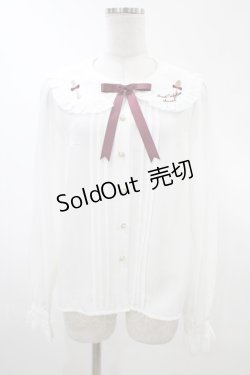 画像1: Amavel / カトラリー刺繍襟ブラウス Free オフ H-26-02-06-041-CA-BL-NS-ZH