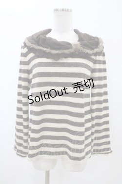 画像1: axes femme / ボーダーニットプルオーバー M ブラウン H-26-02-06-052-AX-TO-NS-ZH