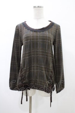 画像1: axes femme / ダブルスピンドルチェックトップス M ブラウン H-26-02-06-054-AX-TO-NS-ZH