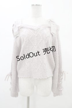 画像1: LIZ LISA / リボンストラップニットトップス Free ラベンダー H-26-02-06-062-LO-TO-NS-ZH