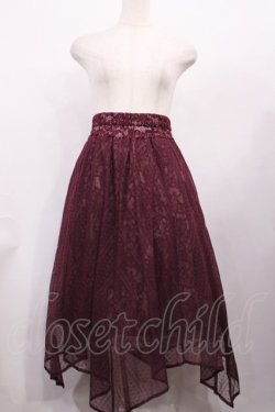 画像1: axes femme / チュール×レースイレヘムスカート M ワイン H-26-02-06-1008-AX-SK-NS-ZH