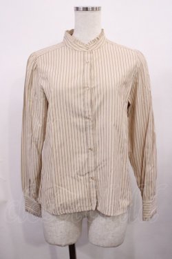 画像1: Fi.n.t / フリル使いスタンドカラーシャツ Free BEIGE×BR H-26-02-06-1022-CA-BL-NS-ZH