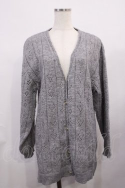 画像1: axes femme POETIQUE / ハート透かし編みニットカーディガン M グレー H-26-02-06-1023-AX-TO-NS-ZH