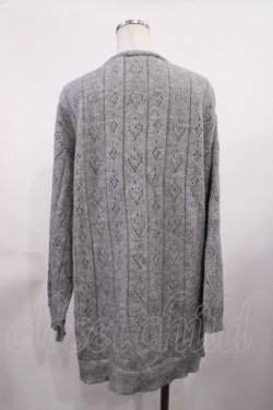 画像2: axes femme POETIQUE / ハート透かし編みニットカーディガン M グレー H-26-02-06-1023-AX-TO-NS-ZH