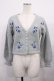 画像1: axes femme POETIQUE / ローズ刺繍ニットカーディガン M ブルー H-26-02-06-1024-AX-TO-NS-ZH (1)
