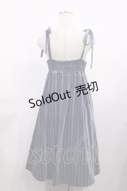 画像2: axes femme POETIQUE / ストライプベロアワンピース M ブルー H-26-02-06-1003-AX-OP-NS-ZH