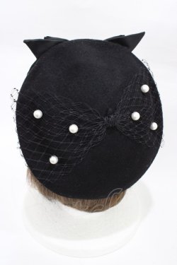 画像2: Angelic Pretty / Pearl Ribbonベレー  ブラック H-26-02-06-011-AP-AC-NS-ZH