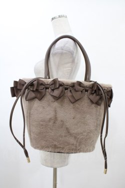 画像1: m petit by misako / NINA'Sコラボ リボンファーバッグ  ブラウン H-26-02-06-018-LO-BG-NS-ZH