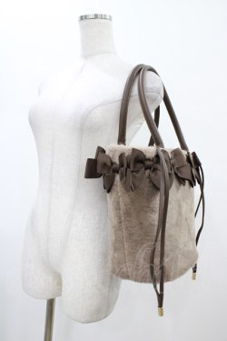 画像2: m petit by misako / NINA'Sコラボ リボンファーバッグ  ブラウン H-26-02-06-018-LO-BG-NS-ZH