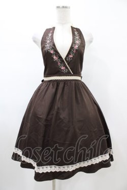 画像1: axes femme POETIQUE / バラ刺繍ジャンパースカート M ブラウン H-26-02-06-028-AX-OP-NS-ZH
