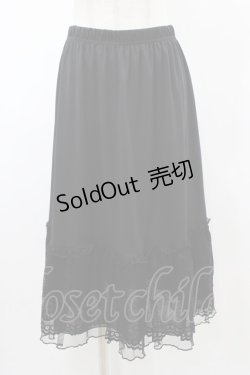 画像1: axes femme / 繊細レースミディ丈ペチスカート M ブラック H-26-02-06-035-AX-SK-NS-ZH