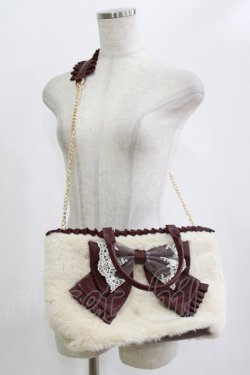 画像1: axes femme / ビッグリボンファーバッグ  ワイン H-26-02-07-035-AX-BG-NS-ZH