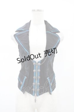 画像1: Ozz Croce / チェーンチャーム付ZIPベスト  黒 H-26-02-07-1032-OO-TO-KB-ZH