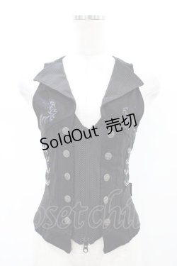 画像1: Ozz Croce / ストライプ切替ZIPベスト  黒 H-26-02-07-1033-OO-TO-KB-ZH