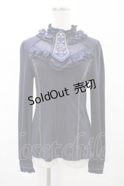 画像1: Ozz oneste / フリルハイネックカットソー  ネイビー H-26-02-07-1041-OO-TO-KB-ZH