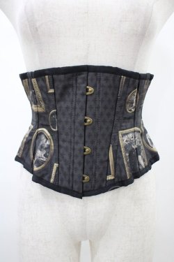 画像1: abilletage / Frameミニショートコルセット 4 黒 H-26-02-07-1006-GO-ZA-AK-ZH