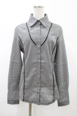 画像1: Ozz Croce / クロス刺繍チェックブラウス  ブラック H-26-02-07-1044-OO-BL-KB-ZH