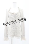 Ozz oneste / 薔薇刺繍レースアップカットソー  ベージュ H-26-02-07-1045-OO-TO-KB-ZH