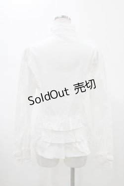 画像2: PEACE NOW / フリルスタンドカラーブラウス  ホワイト H-26-02-07-1048-PU-BL-KB-ZH