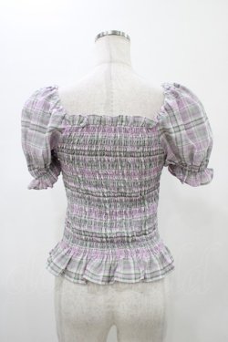 画像2: Candy Stripper / VOLUME SLEEVE SHIRRINGトップス  ラベンダーチェック H-26-02-07-1051-PU-TO-KB-ZH